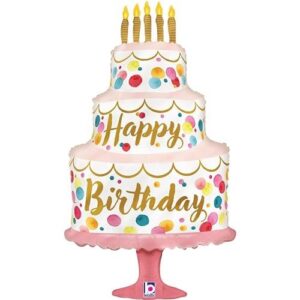 Folieballon Taart "Happy Birthday" satijn
