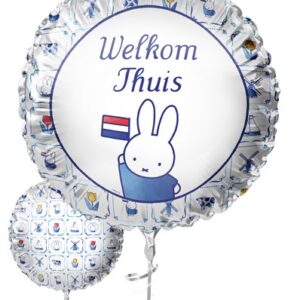 Folieballon "Welkom thuis" Nijntje Delfts blauw