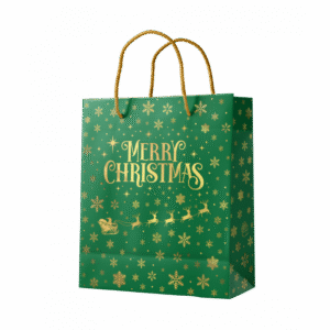 Giftbag Merry Christmas groen / rood