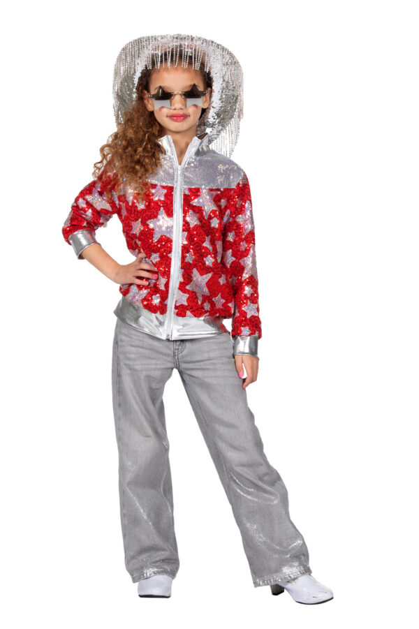 Glamorous pailletten jasje sterren rood