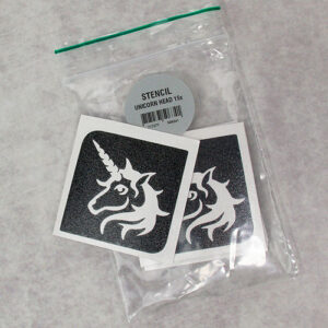 Glitter tattoo stencil Unicorn Head