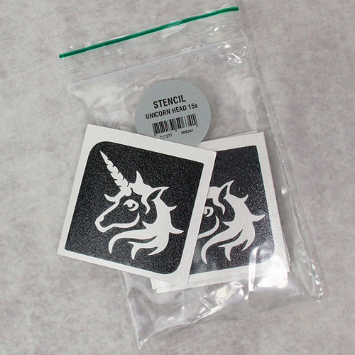 Glitter tattoo stencil Unicorn Head