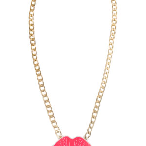 Gouden ketting met roze kus