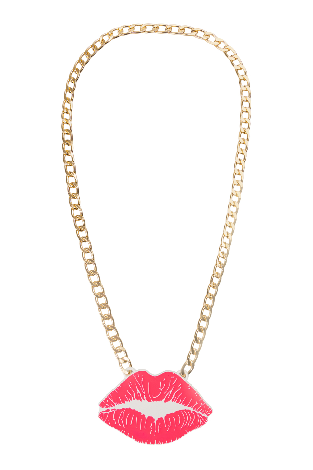Gouden ketting met roze kus