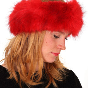 Hoofdband rood bont