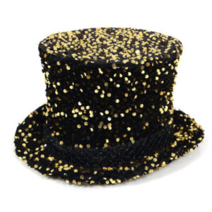 Luxe hoge hoed pailletten goud