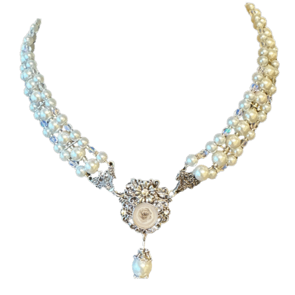 Parelketting wit met strass stenen