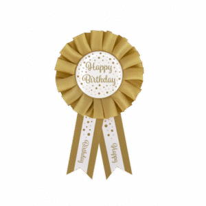 Party Rozet gold/white Happy Birthday