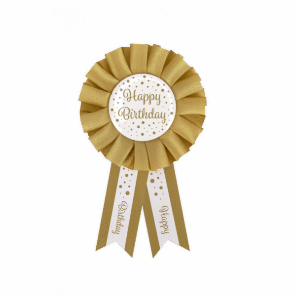 Party Rozet gold/white Happy Birthday