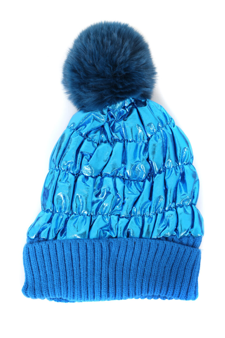 Skimuts metallic blauw