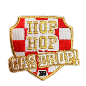 Strijkembleem Hop Hop Gas Erop !