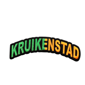 Strijkembleem Kruikenstad tekst boog