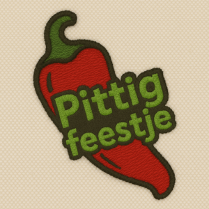 Strijkembleem Pittig feestje