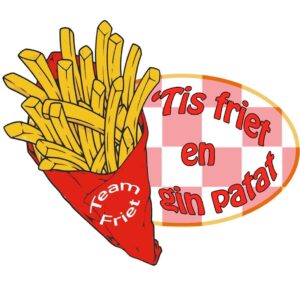 Strijkembleem Tis friet en Gin papat