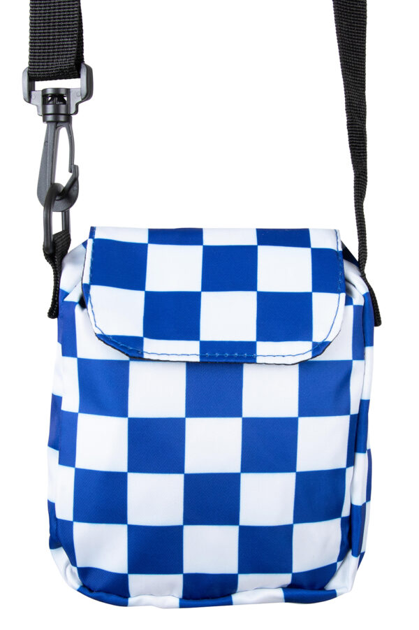 Tasje blauw/wit geblokt