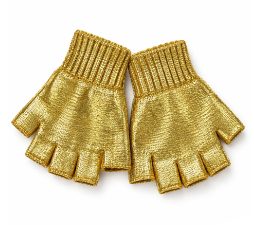 Vingerloze handschoenen lurex goud